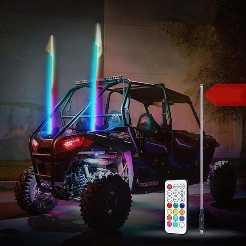 TIST Luci a Frusta a LED, luci a Frusta Fruste Illuminate con Telecomando RGB Luce Danzante/inseguimento Antenna LED Fruste a Spirale