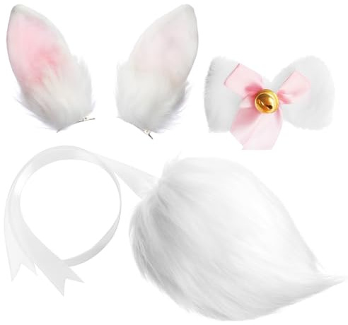 XEPST 3 Piezas Disfraces de Conejito Accesorios Clips de Pelo Orejas Conejo Bunny Ears Pajarita Cola Bunny Disfraz Mujer Carnaval Disfraz de Halloween