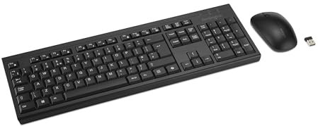 Kensington K75560ES - Combo de Teclado Inalámbrico Recargable KM270 EQ y Ratón Ambidiestro Silencioso para PC y Portátil, 2,4 GHz y BT 5.0, Diseño a Prueba de Salpicaduras - QWERTY ISO Layout - Negro