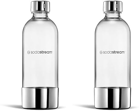 sodastream Bouteille 1L Machine à Eau Pétillante et Soda | Compatible Lave-Vaisselle | Finition Acier Inoxydable (Lot de 2)