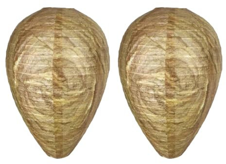 OUDQFCJ 2 Pièces Faux Nid de Guêpes, Nid de Frelon, Répulsif Anti-Guêpes, Étanche, Résistant aux Intempéries, à Suspendre, Protection Contre l'Humidité, Nid de Frelon Factice pour Jardin et Balcon