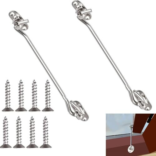 JFangZHZH Gancio Finestra,2 Pezzi Serratura a Gancio per Cancello in Acciaio Inox,chiavistelli Chiusura a Occhiello,per Porte del Garage,finestre,Porte fienile,capannone Cancelli,Giardino Porte,15cm