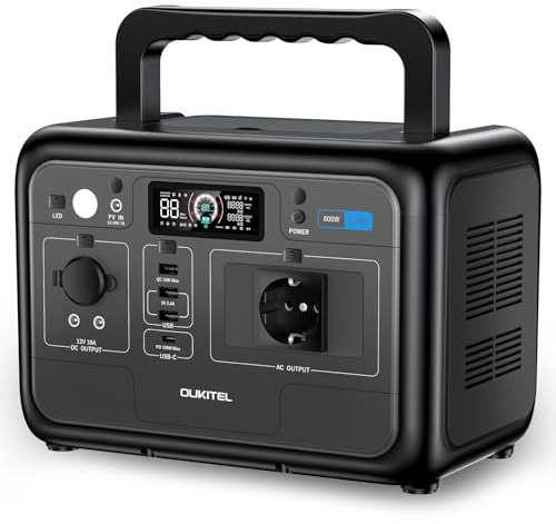 OUKITEL P800E Centrale Elettrica Portatile, 512Wh LiFePO4 Generatore Solare 800W (1600W Picco) AC Uscita, Ricarica da 0-100% 55 Minuti,Emergenza Elettricità per Campeggio,Viaggi,Interruzione Corrente