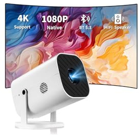 Mini Projector for iPhone, 1080P Small Projector (Built-in Bluetooth 5.3 And Speaker), Supports 4K, 210° Rotatable, Home Video Projector (Mini Bedroom Projector)