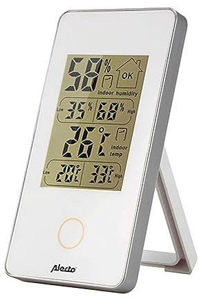 Alecto WS-75 - Digitales Thermometer/Hygrometer, Misst die Temperatur und Luftfeuchtigkeit in Innenräumen, Batteriebetrieben, LCD-Anzeige, Weiß