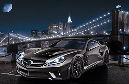 AUTO Fototapete VLIES-350x260 cm (414A)-Cars New York City Manhattan Brooklyn Bridge Kinder Wandtapete-Inkl. Kleister-Vliestapete Bild Dekoration Wand-Dekor Moderne Motiv-Tapete Panorama Poster XXL