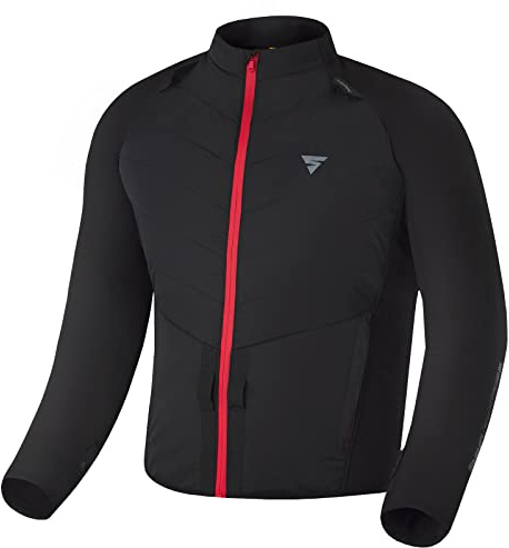 SHIMA WARMUP men's motorbike jacket - quilted jacket with insulation layer and windproof fabric on sleeves (Black, M)