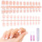 MELLIEX 192 Stück Kunstnägel Kit, Französisch Fingernägel Kurz Natürliche Falsche Nägel Zum Aufkleben Press on Nails für Frauen, 10 Größen