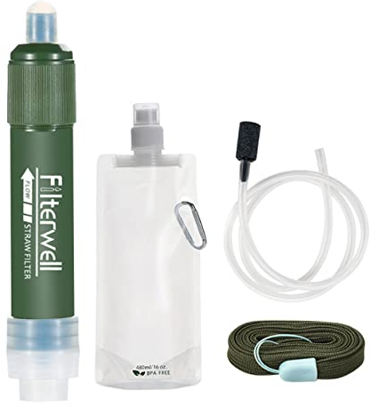 Scoutteemo Personal Water Filter with Straw Camping Water Purifier Outdoor Water Filtration Straw Survival Water Purifier 99.99% Removal Rate of Bacteria Emergency Gear for Traveling Camping