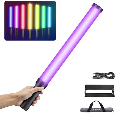 Godox LC500R Mini RGB LED Video Light Stick with Handle Grip, CRI95 TLCI96 RGB Photography Light, 2500K-8500K Adjustable, 360 Full-Color Tube Light Wand with Music Mode and 15 FX Lighting Effects