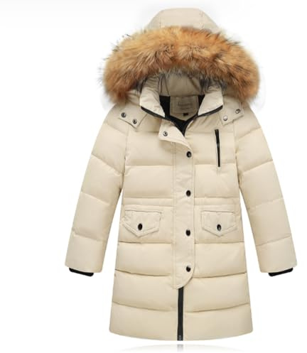 Acuryx Abrigo Largo Invierno para Niño Niña Chaqueta Plumas con Capucha Ropa de abrigo de Invierno Caliente Acolchada Largo