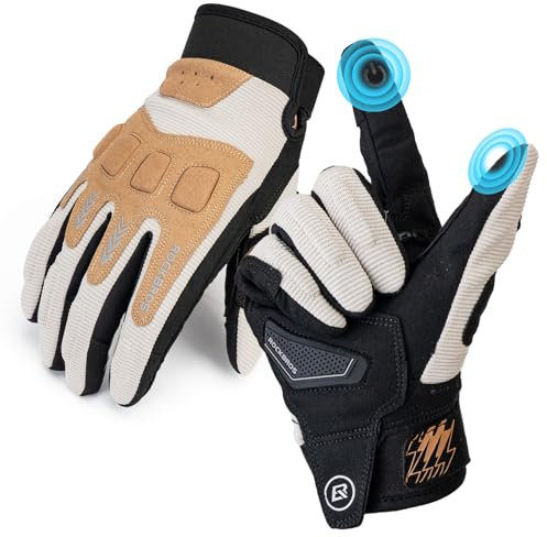 ROCKBROS Fahrradhandschuhe Herren Touchscreen Vollfinger Handschuhe Laufhandschuhe MTB Stoßdämpfende rutschfeste Winter Herbst Outdoor Radfahren Klettern Laufen Weiß XXL