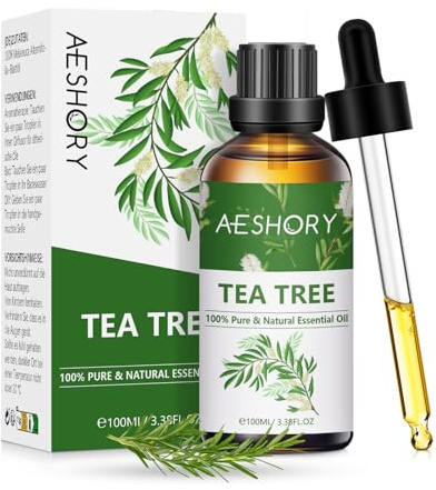 AESHORY Tea Tree Oil 100ml, Natural Australian Tea Tree Essential Oil for Aromatherapy, Skin Care, Hair Growth, Toenail Fungus
