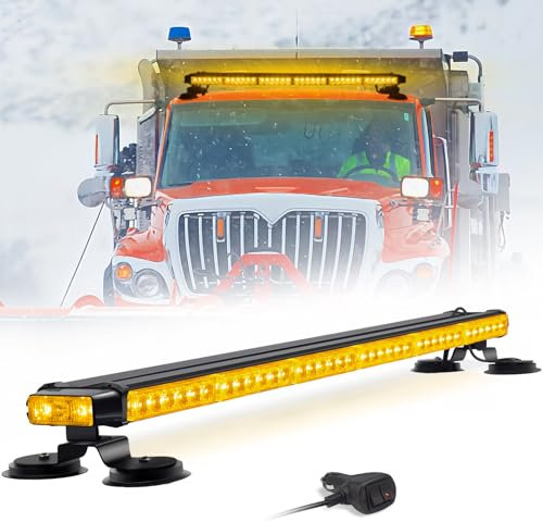 Esoldnic 38.5'' 78 LED Strobe Flashing Light Bar Extra Wide 360° Full Coverage Emergency Hazard Warning Lights Amber Flashing Beacon with Magnetic Roof Mounts for Vehicle Truck Snow Plow