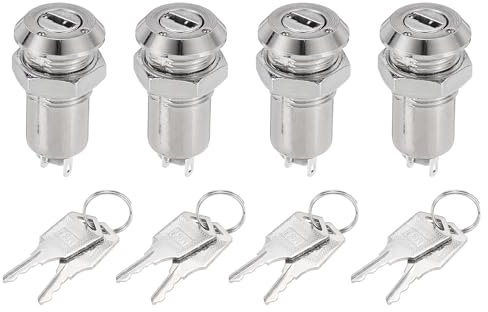 sourcing map 4Pcs Electric 2 Positions on Off Metal Key Lock Switch W Keys