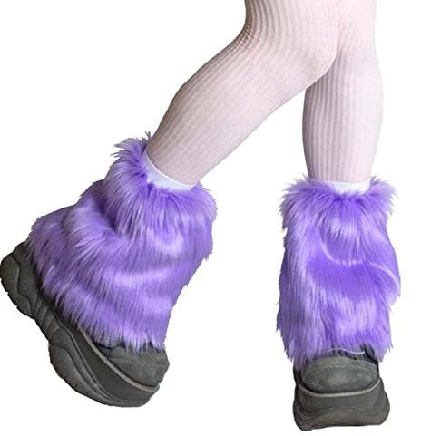 HINAYOSAN Calentadores de piernas para mujeres y niñas, bonitos puños de piel sintética Lolita, calcetines de pelo para mujer, cálido y grueso para invierno