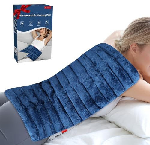 Comfytemp Groß gewichtetes Körnerkissen 30x60cm 1,8kg Mikrowelle Wärmekissen, Natürliche Leinsamen Feuchte Wärme für Rücken Nacken Schulter Bauch Beine Knie XXL