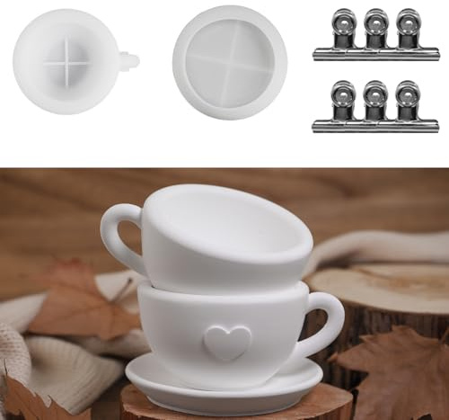 HNLMZ Stampi in Silicone Gießformen, Stampo in Silicone per Tazza con Coperchio, Stampo DIY per Candeliere, Stampi in Gesso per Bicchiere da Versare, Stampi in Resina e Silicone per Tazze da Tè Fatte