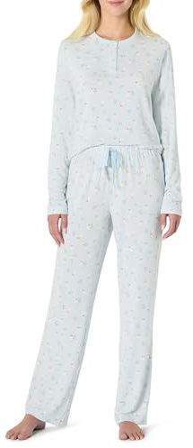 Amazon Essentials x Sofia Grainge Women's Long Sleeve Henley Pajama Set, Light Blue Geese, XX-Large