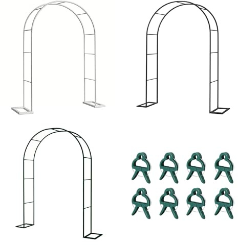 Arche de roses en métal avec base, largeur 80-200 cm, pergola de jardin pour plantes grimpantes, décoration de treillis extérieur, tonnelle de jardin blanche pour terrasse et terrasse (l 350 x H 220