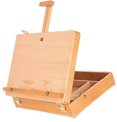 Valigetta per pittura artistica in legno, regolabile in arte, design pieghevole e scomparti multipli per la conservazione per artisti, studenti, in legno, design pieghevole