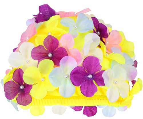 TOYANDONA Cuffia da Bagno Donna Petali Floreali 3d in Nylon, Facile da Indossare e Antiscivolo, per Vacanze Estive e Nuoto