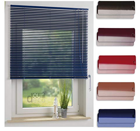 ourdeco® Aluminium-Jalousie / 220 x 160 Dunkelblau (Breite x Höhe) / Montage an Wand oder Decke, Premium Alu-Jalousie