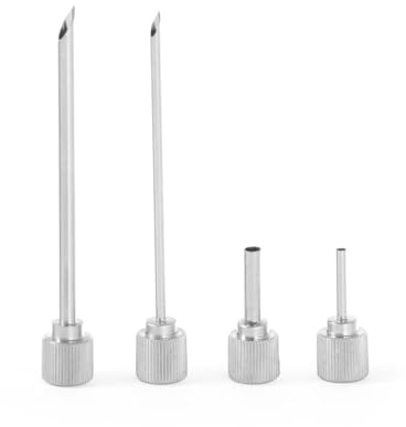 HENDI Nadeltüllen, geeignet für HENDI Sahnespender 588017 & 588024, Dekorieren-Befüllen-Einspritzen-Marinieren, 2 Lange Tülle (ø3-ø5mm) und 2 kurze Tülle (ø3-ø5mm), Edelstahl
