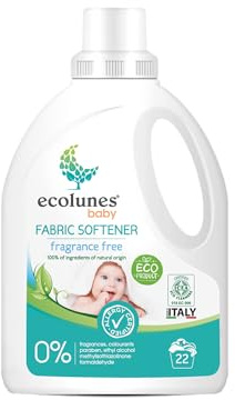 Ecolunes Baby sköljmedel, parfymfri, 100% ingredienser av naturligt ursprung, säker för ditt barns hälsa och miljön, dermatologiskt testad, 1L