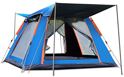 Ergocar Tentes Dôme Double Couche Tente 4 Saison Imperméable Légères Anti UV 3-4 Personnes Camping Tente pour Pique-Nique, Randonnée, Randonnée (Bleu, Vinyle)