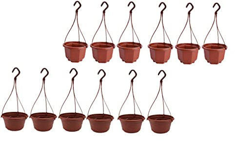 Happyyami 12Pcs Plastic Hanging Plant Flower Pot Plastic Hanging Basket Planter for Outdoor Indoor