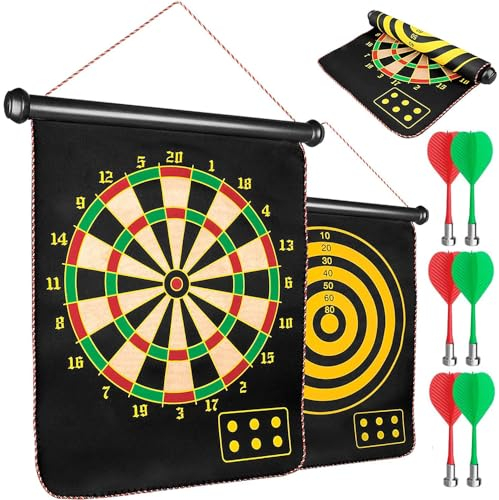 Sided Magnet Dart Board Set Powerful Double 17'' - 6 Magnet Darts Double Sided Design for Kid and Adults Dartboard Game Party and Gifts | Indoor Outdoor Family Game Kids