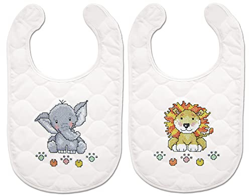 Design Works Crafts Janlynn Stamped for Cross Stitch Baby Bib Kit, in The Jungle