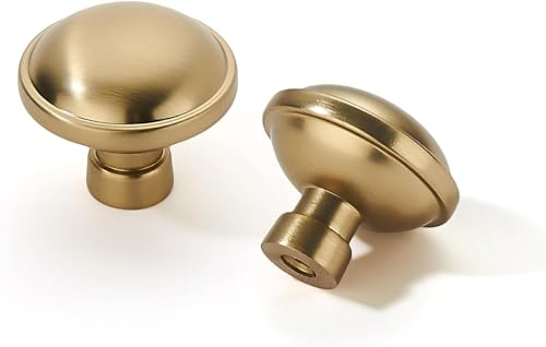 khtumeware 6 Pack Drawer Pulls 1-1/4 Inch Champagne Bronze Cabinet Knobs Solid Round Dresser Drawer Knobs Brass Cabinet Hardware for Cupboard Drawer Pulls