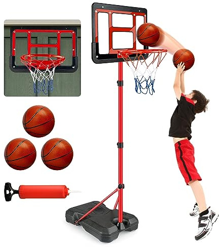 ShyLizard Boys Toy Gifts for 3 4 5 6 7 8 Years Old, Kids Basketball Hoop Adjustable Height 3.5FT-6.2FT, Mini Basketball Hoop for Kids, Basketball Goal Toys Outdoor Indoor Game Gifts for Boys