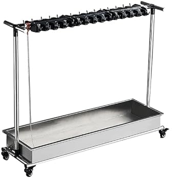 TRGCJGH Hausmeisterwagen Rolling Reinigungswagen auf Rädern, Besenhalterung, Edelstahl Besen Mop Halter(124cm/48.8in)