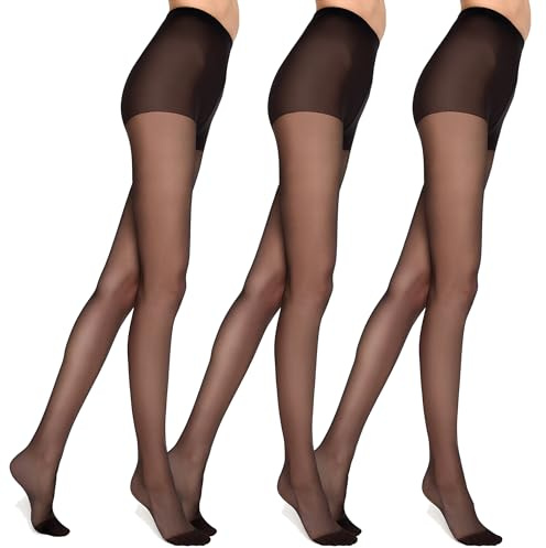 MARILYN Strumpfhose Damen 15 DEN Klassische Halbmatte Transparente Strumpfhosen (3 Paar, 42 XL, Schwarz/Nero)