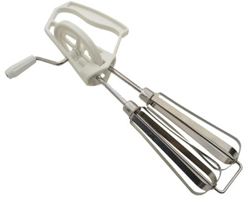 Egg Beaters Hand Crank - Rotary Egg Beater, Classic Hand Crank Style | Double Rotating Egg Beater with 2 Mixing Heads, Stainless Steel Manual Whisk for Whipped Cream and Baking