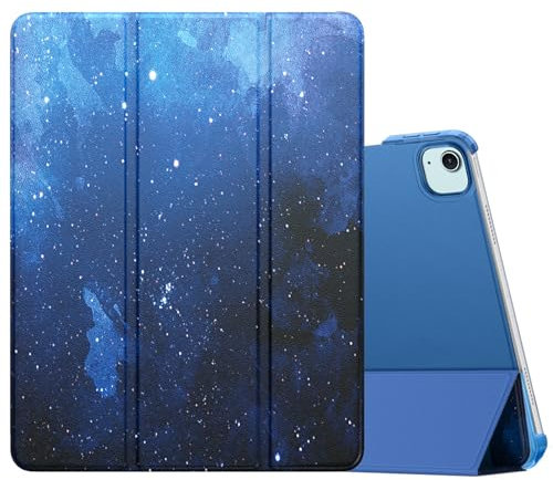 MoKo Coque pour iPad Air 13 Pouces (M3 2025/M2 2024) / iPad Pro 12,9 (6e/5e Gén 2022/2021), Étui Intelligent Dos Translucide Givré en PC Dur, Support Apple Pencil Pro/2e/USB-C, ÉtoileBleue