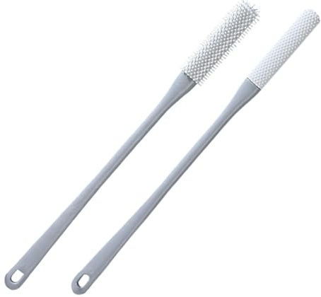 Brosse à orteils - Brosse à orteils - Brosse à orteils en caoutchouc souple - Brosse de nettoyage des joints d'orteils en silicone avec long manche - Exfoliant doux pour la peau - Brosse pour pieds de
