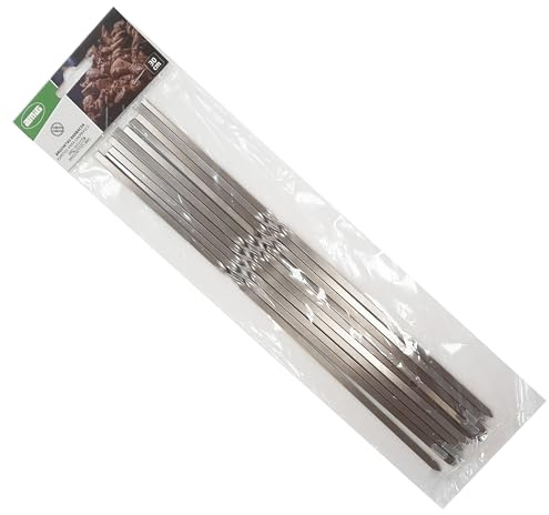 Amig - 10 brochettes métalliques pour barbecue Fireplus - Brochettes en acier inoxydable - Bâtons en métal réutilisables - Longueur : 40 cm