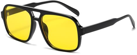 Long Keeper Retro Doble Puentes Square Gafas de sol Mujer Hombre 70s Piloto Estilo UV400 Gafas de Protección para Conducir