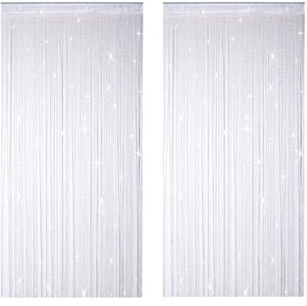 QHSXMQ 2 PCS Beaded Door Curtain 100 x 200cm Fly Screens for Doors, Beaded String Curtains Door Fly Screen, Glitter String Tassel Curtains Fringe Panel Tassel, Door Fly Screen Curtain to Stop Flies