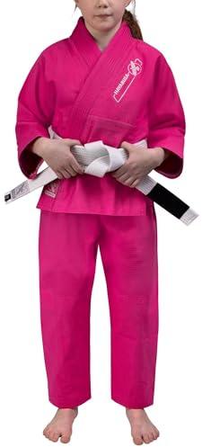 Hayabusa Essential Jiu Jitsu Gi Kids, Pearl Weave, Includes BJJ White Belt, IBJJF Compliant, Lightweight and Durable - Pink, Y0