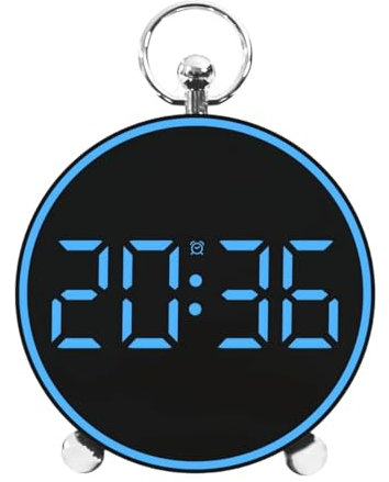 YHFITN Sveglia digitale a LED con data, temperatura, funzione snooze, controllo vocale, dimmer, montaggio a parete/tavolo, compatta e leggera, famiglia (Blu)