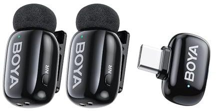 BOYA Mini 2 Microfono Inalambrico iPhone 15/16/17 & Andriod, Microfono Solapa Ultra Mini con Cancelación de Ruido por IA, Control por Aplicación, Micrófono de Solapa para Creadores Vlogging