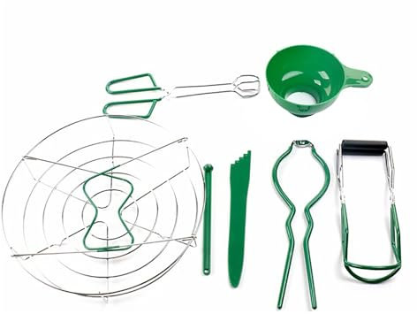 7 Canning Kit, Stainless Steel Canning Supplies for Water Bath/Pressure Canner, Canner Set Including Tools: Can Clip, Food Clip, Lid Screwer, Clamp, Lid Lifter, Funnel and Steaming Rack