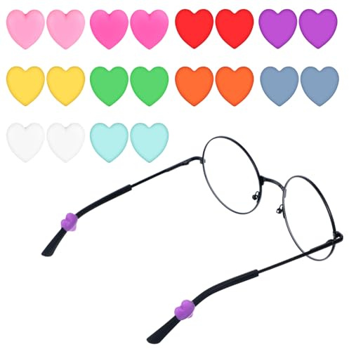 Quilax 10Pcs Eyeglass Ear Grips, Heart Shaped Anti Slip Glasses Grip, Soft Silicone Eye Glasses Ear Grippers, Glass Slip Prevention for Sunglasses(Multicolor)