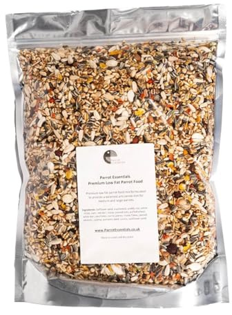 Parrot Essentials Low Sunflower Parrot Food Seed Mix – Nutrient-Rich, Low-Fat Blend for Medium & Large Parrots (1Kg)