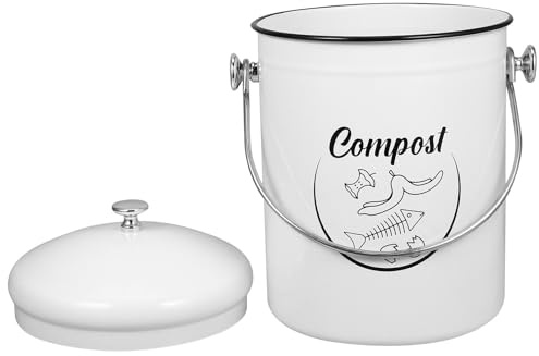 SMASOLO Contenedor de Compost para Cocina de 5l, Bote de Basura Pequeño de Hierro con Tapa, Reciclable y Antiolor, Adecuado para Residuos de Alimentos Hogar